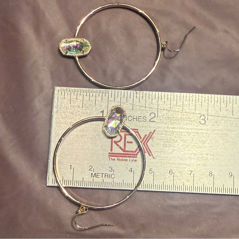 Kendra Scott 14K Gold Plated Elora Hoop Earrings with Iridescent Stones - Picture 6 of 8